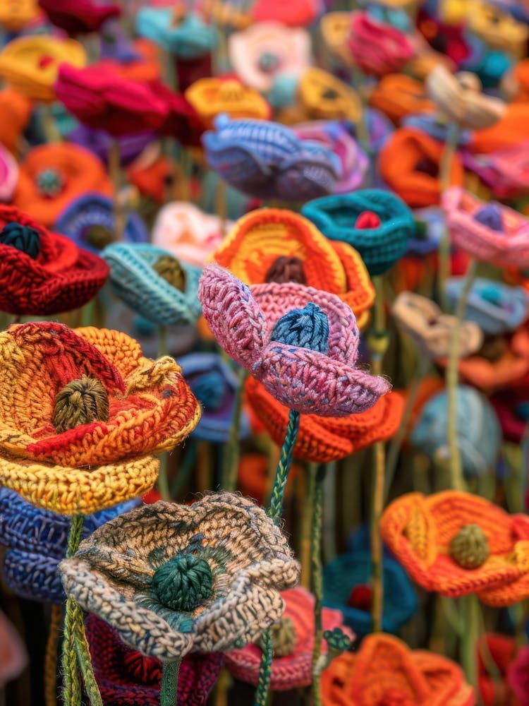 Field Of Poppies Knitted In Crochet 4