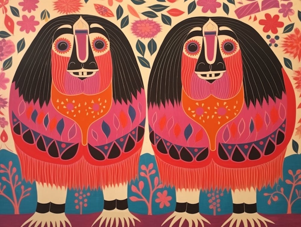 Muskox 1 Folk Style Animal Illustration