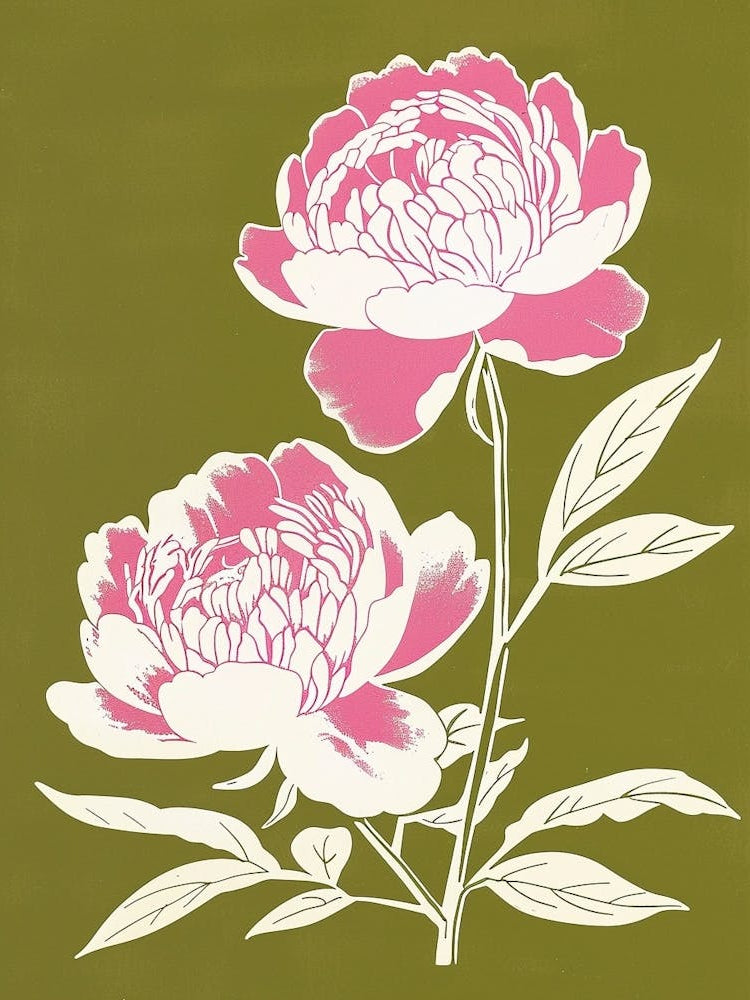 Pink & Green Peony 1