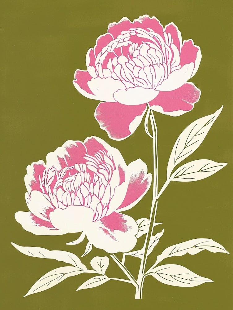 Pink & Green Peony 1
