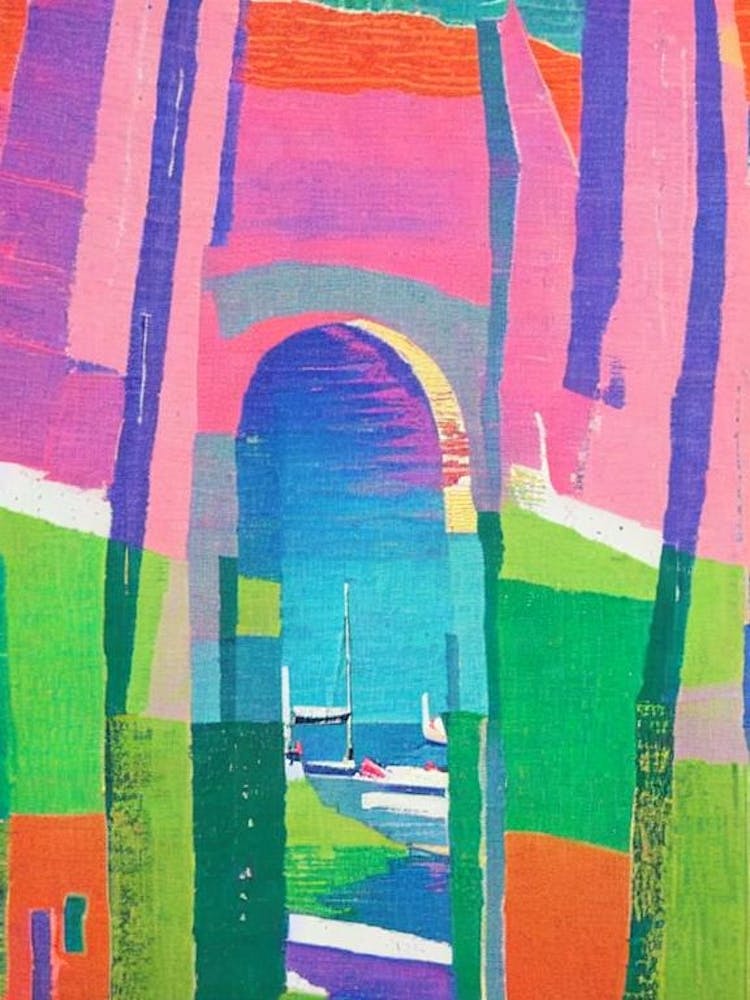 Port Of Saint Pierre Saint Pierre And Miquelon Retro Risograph Print harbour