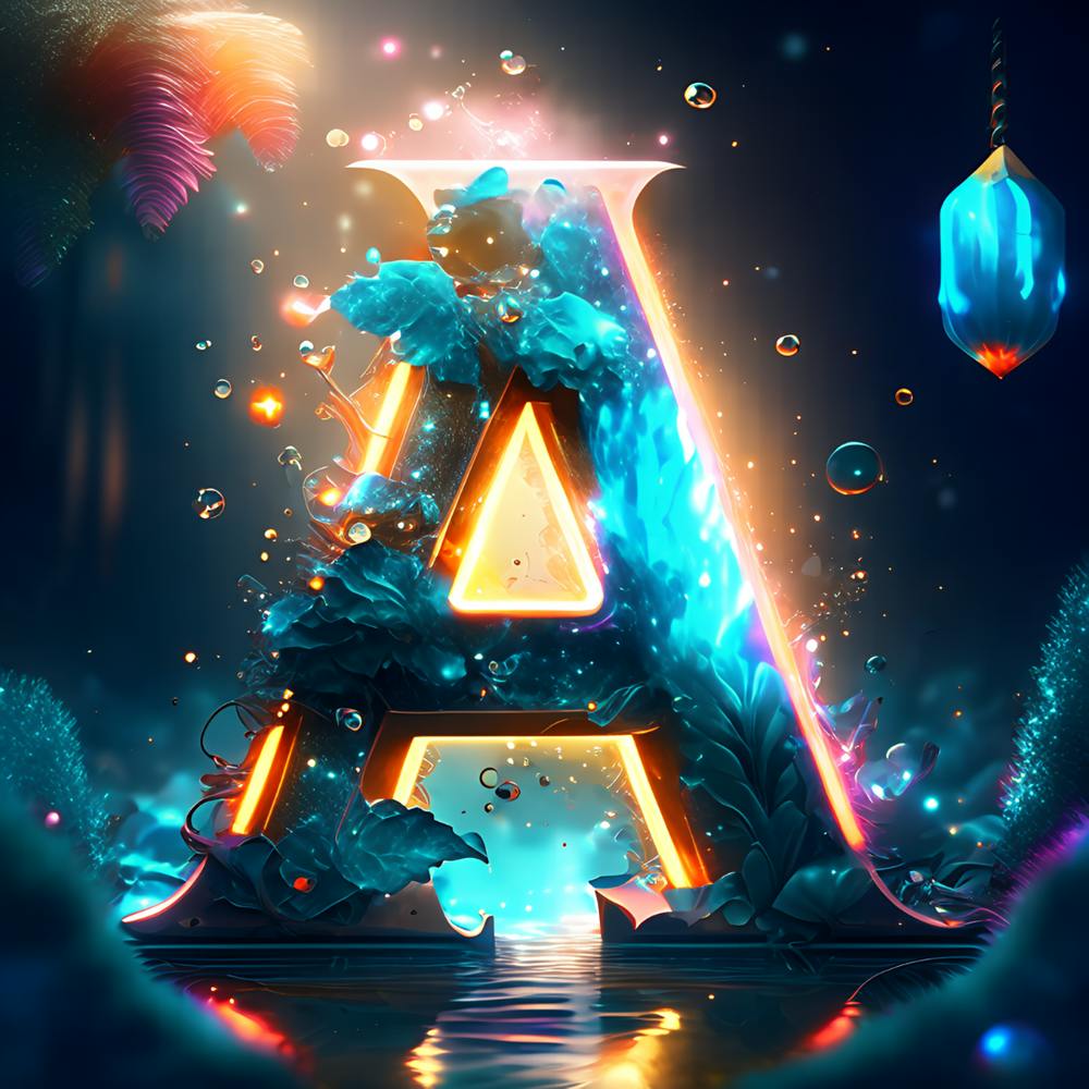 Illuminated watercolor letter A