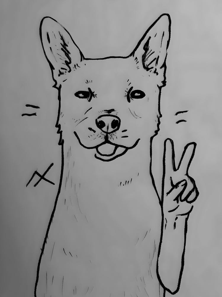 Peace Sign Dog