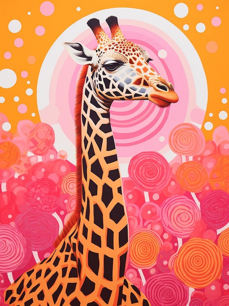 Swirl Pattern Giraffe Pink & Orange 4