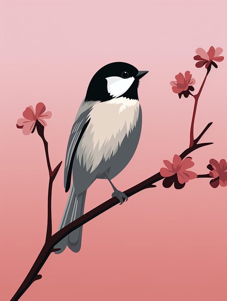 Mésange caroline Minimaliste 2 Illustration