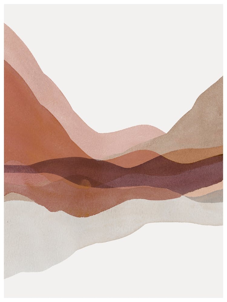 Abstract Terracotta Mountain Art
