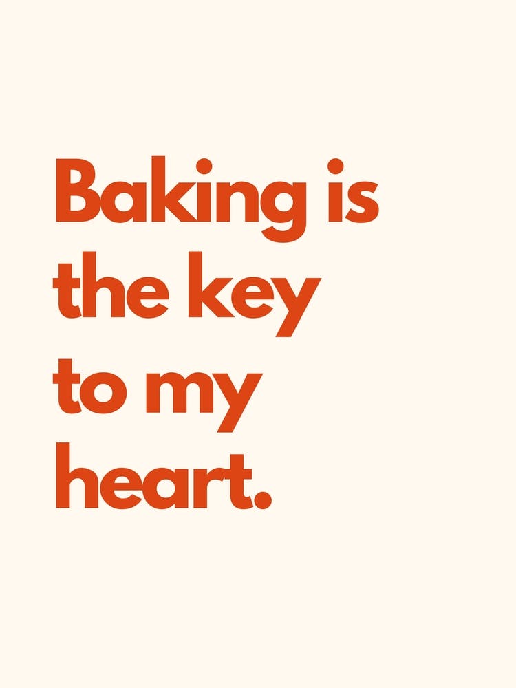 Baking Is The Key To My Heart Kitchen Typography Cream Red