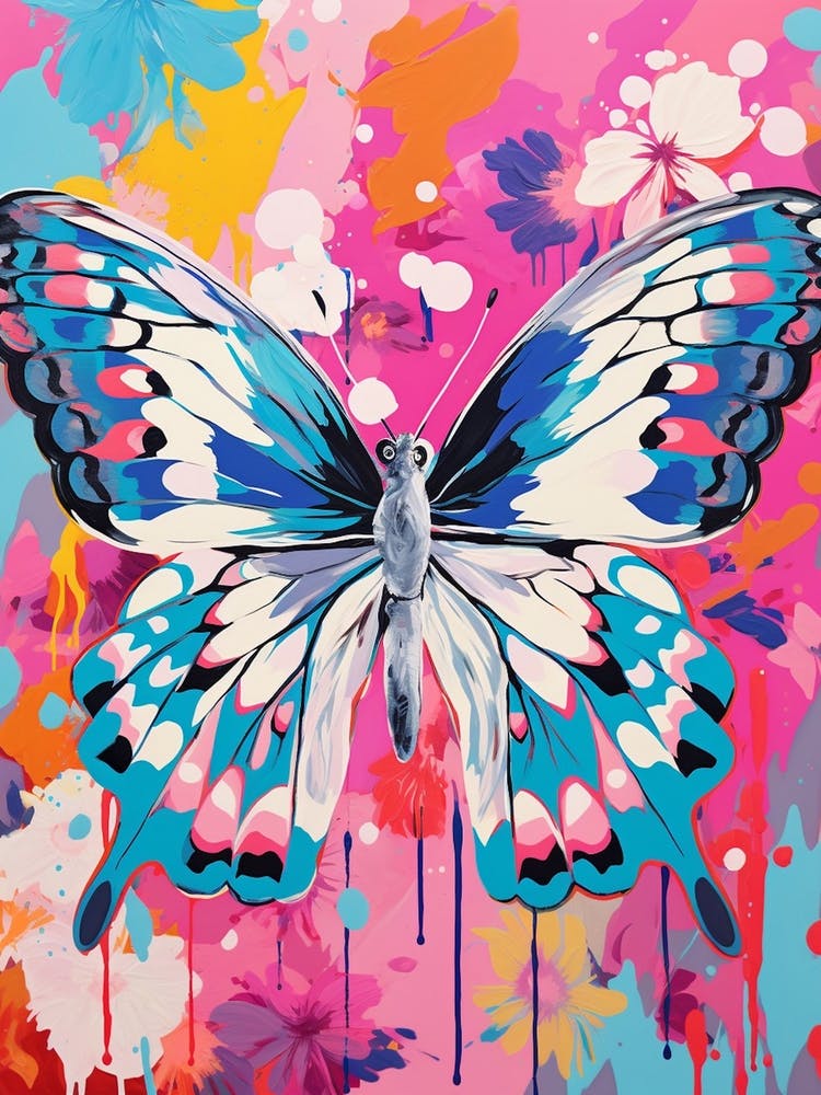 Pop Art Marbled White Butterfly 4