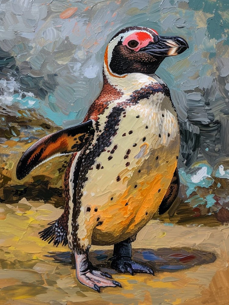 African Penguin Floreana Island Oil Painting 3