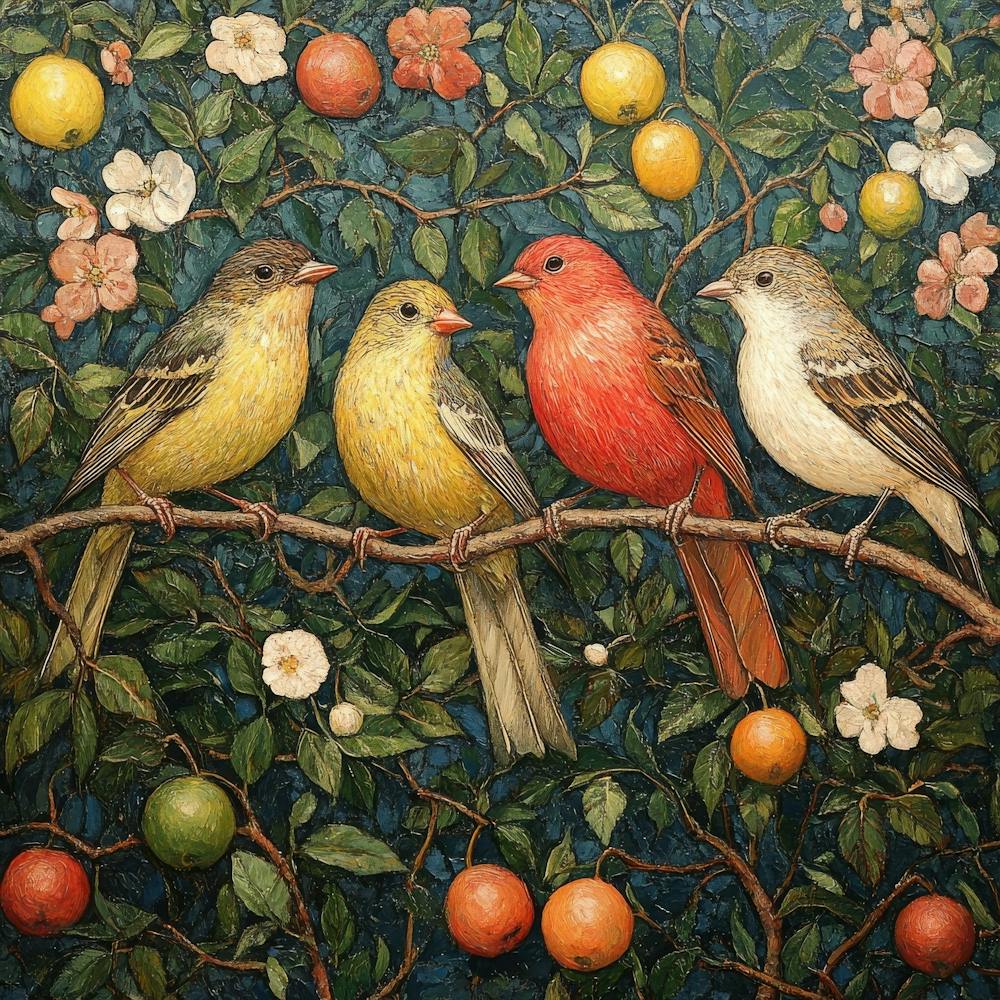 Vögel Auf Einem Ast Kunst 15