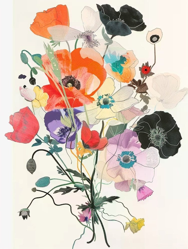 Poppy Collage Flower Bouquet