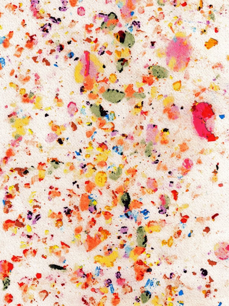 Abstract Modern Art, Splatters Painting with Oil Pastel Color. 1