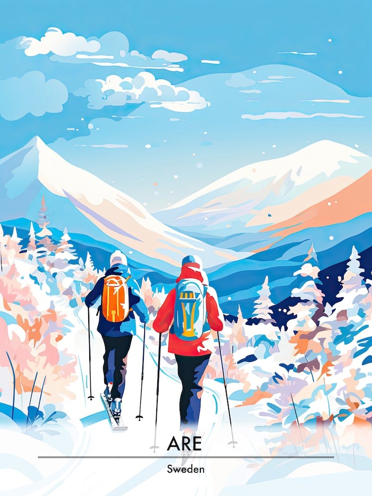 Åre, Sweden, Station de ski Affiche Illustration 1