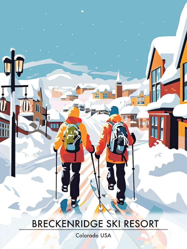 Breckenridge Ski Resort   Colorado Usa, Ski Resort Poster Illustration 3