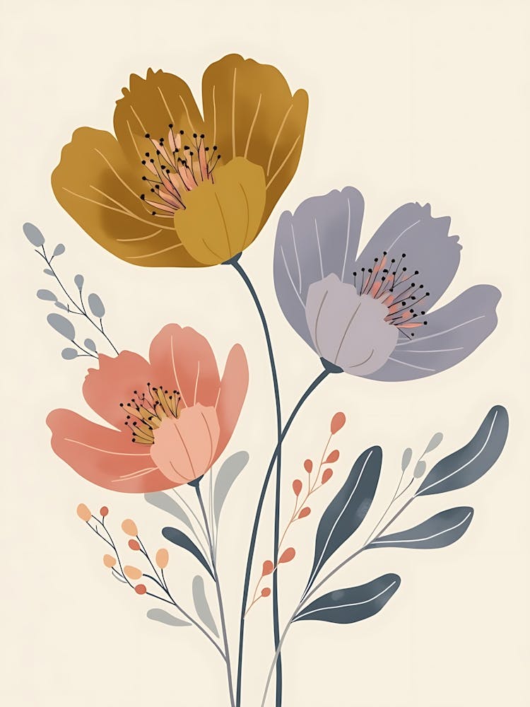 Sanfte Blütensinfonie Moderne Pastell-Blumen
