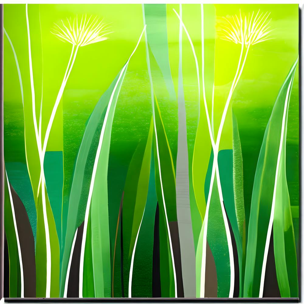 Green Grass A Blue Sky And A Background Of Calm Colors Suitable As A Wall Painting With Beautifu (3)