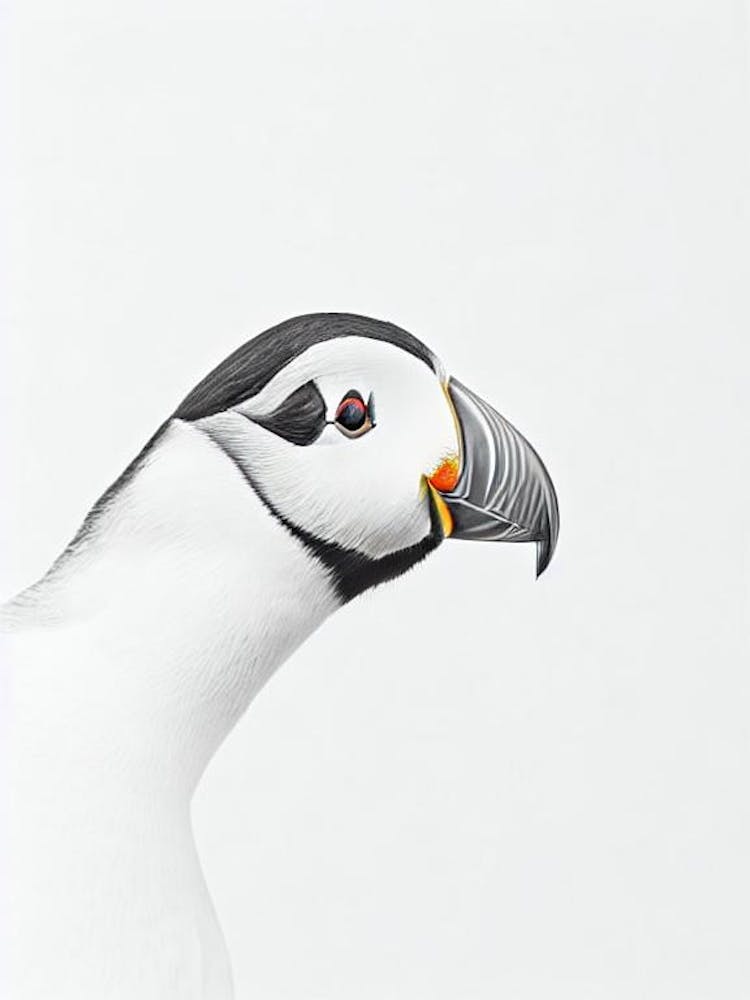 Puffin B&W Pencil Drawing 3 Bird
