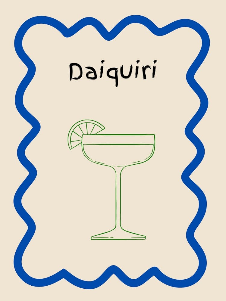 Affiche Doodle Daiquiri Bleu & Vert