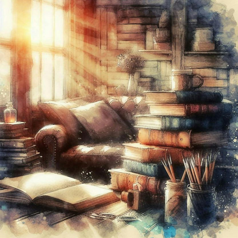 Watercolor Bookshelf