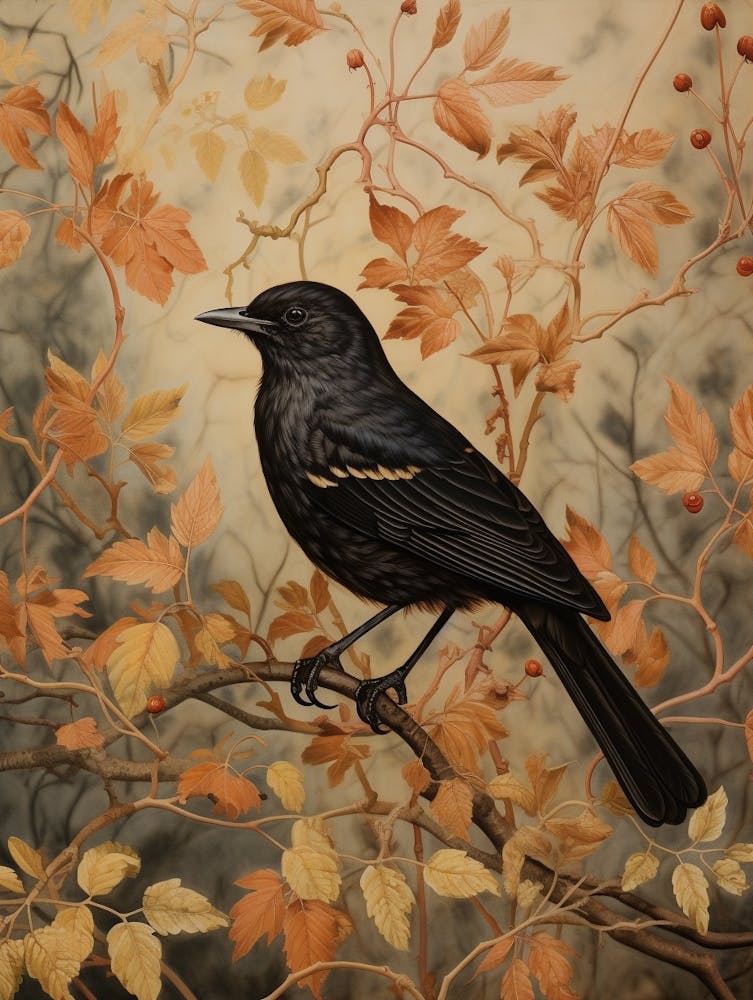 Dark And Moody Botanical Robin 4