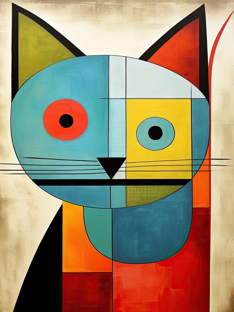 Geometry of Purr: Minimalist Cubist Cat Expressions