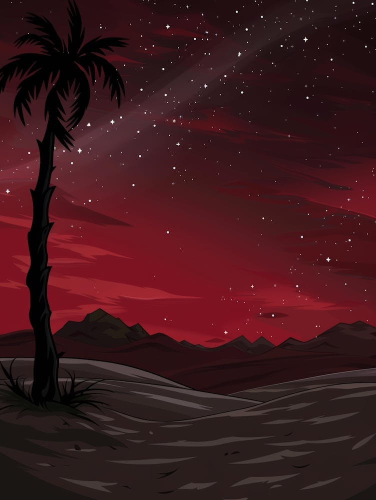 Desert Landscape With Palm Tree