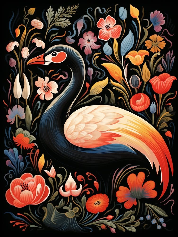 Folk Bird Illustration Swan 5