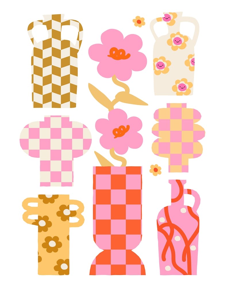 Checkerboard Vases Abstract