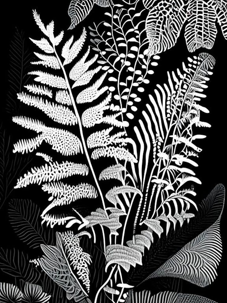 Southern Maidenhair Fern Linocut