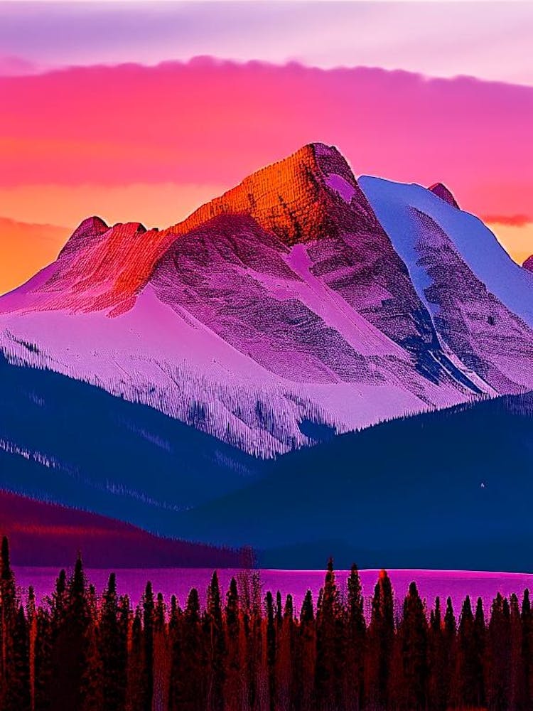 The Canadian Rockies Pop Art Sunset