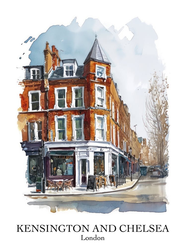 Kensington And Chelsea London Borough   Street Watercolour 1 Poster