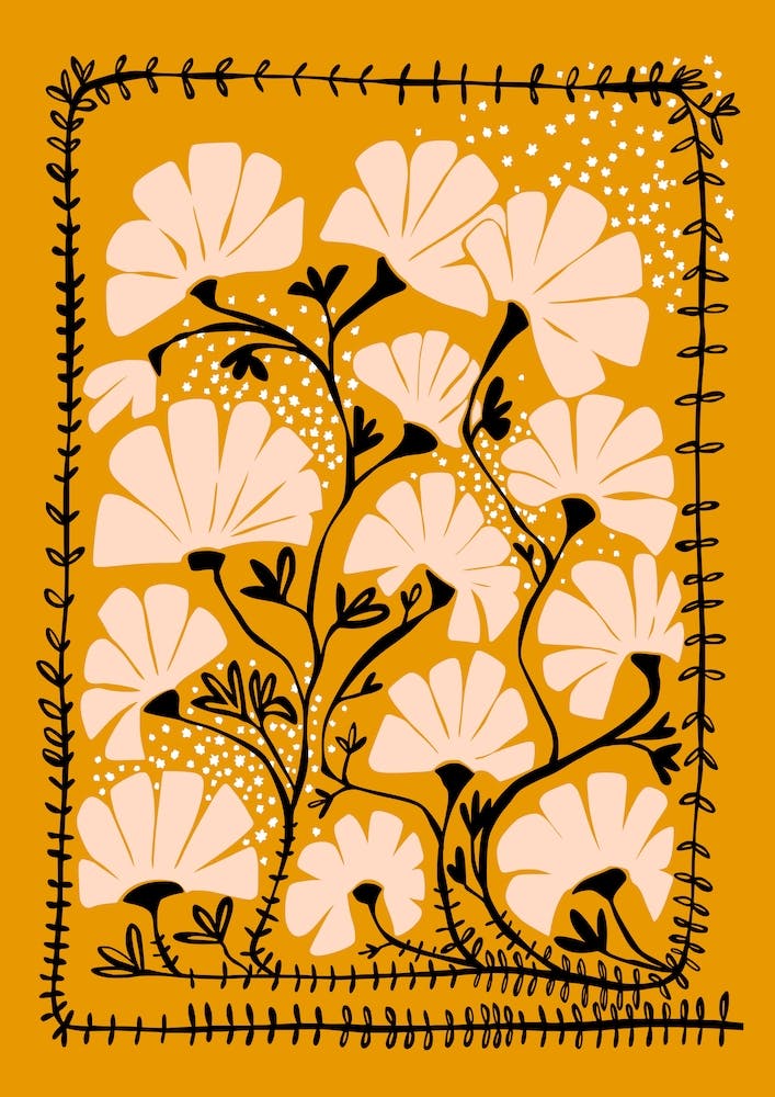 Always Blooming Good Mood Mustard Yellow Living Room Art print