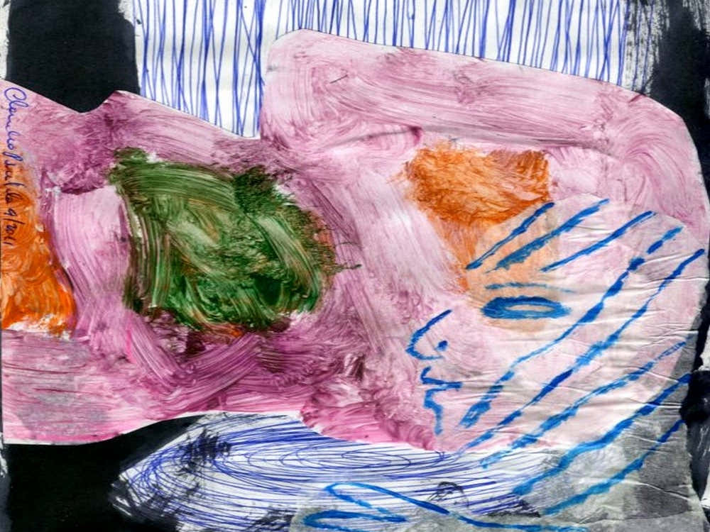 Painting2494 Tinte, Acryl, Feder auf Karton Größe 21cm X 29,5cm Jahr 2023