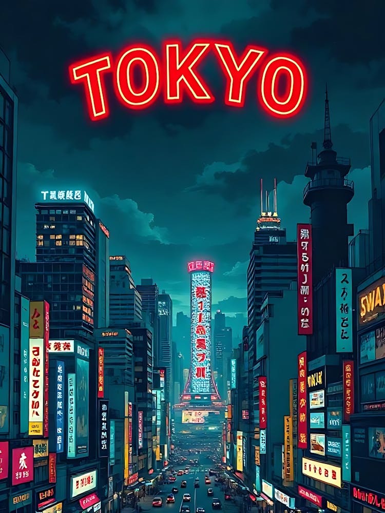 Tokyo Japon Affiche de Voyage Numérique Vintage 17