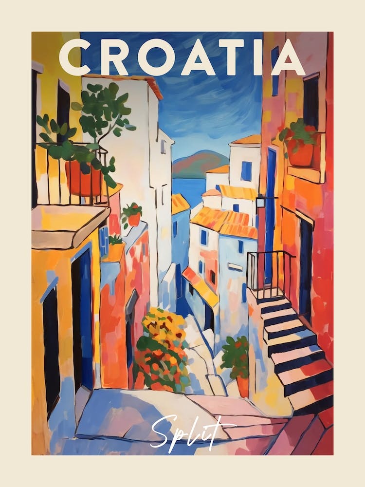 Split Croatia 6 Fauvist Painting Travel Poster