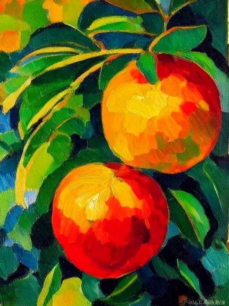 Fruit de Pomélo - Peinture Vibrante Inspirée de Matisse - Fruit