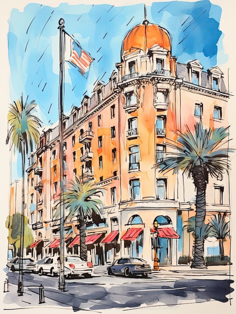 The Beverly Wilshire Beverly Hills   Beverly Hills, California   Resort Storybook Illustration 1