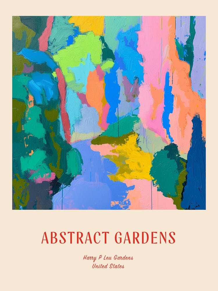 Colourful Gardens Harry P Leu Gardens Usa 2 Red Poster