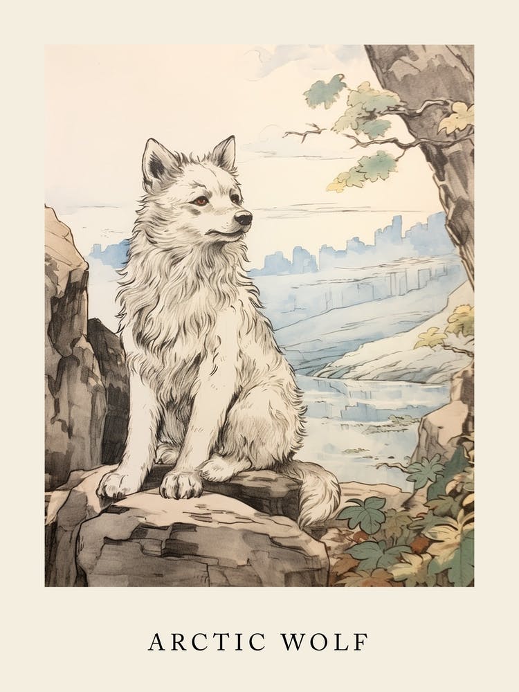 Inspiré par Beatrix Potter Aquarelle animalière Loup Arctique 1