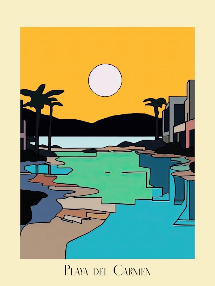 Poster Of Minimal Design Style Of Playa Del Carmen, Mexico 1