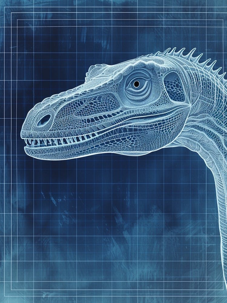 Dimorphodon Dinosaur Blue Print Style 3