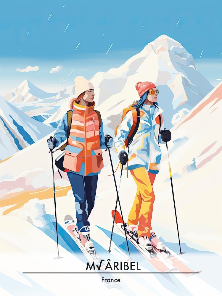 Meribel   France, Ski Resort Poster Illustration 1