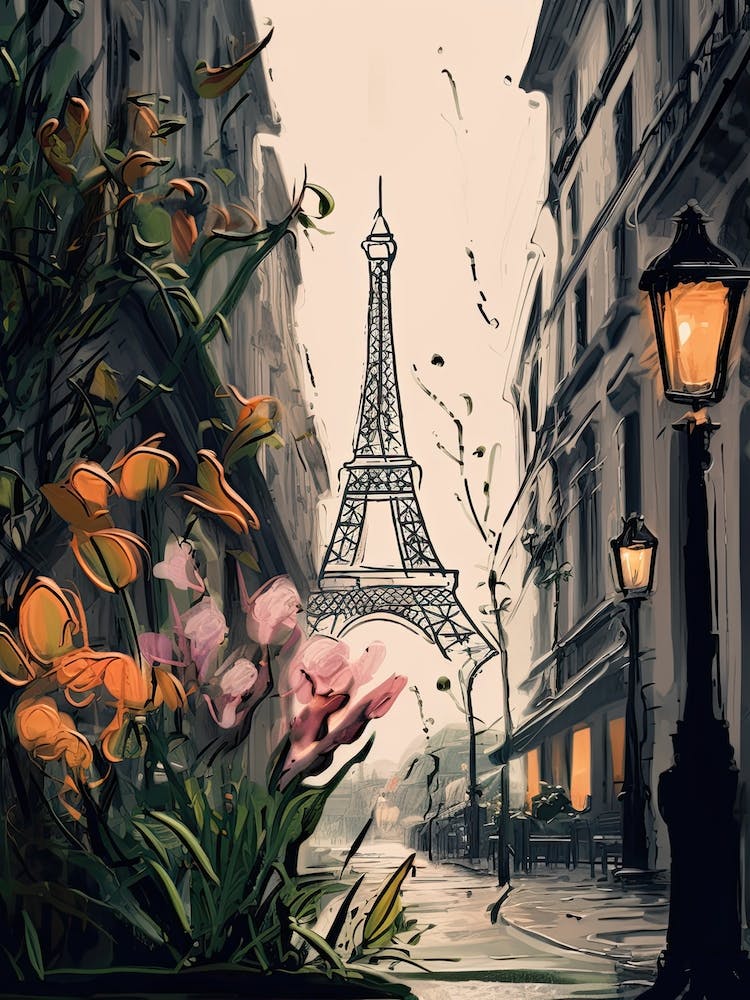 Paris, Flower Collage 3