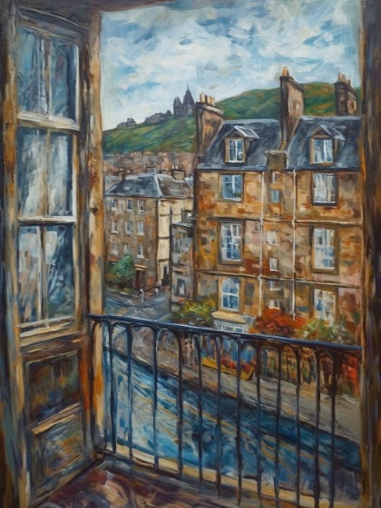 Window View Of Edinburgh Scotland Impressionism Style 2