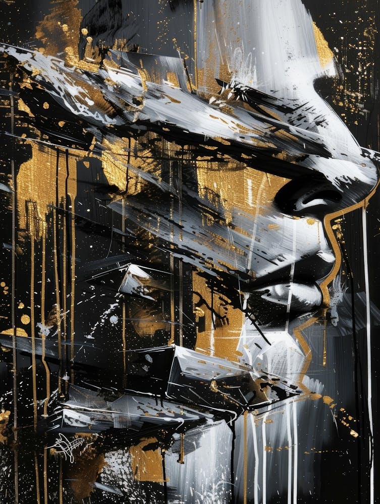 Gold And Black Abstract Painting 123