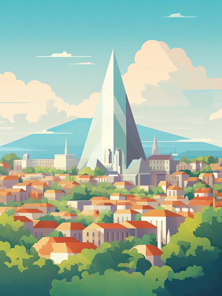 Lyon, France, Geometric Illustration 2