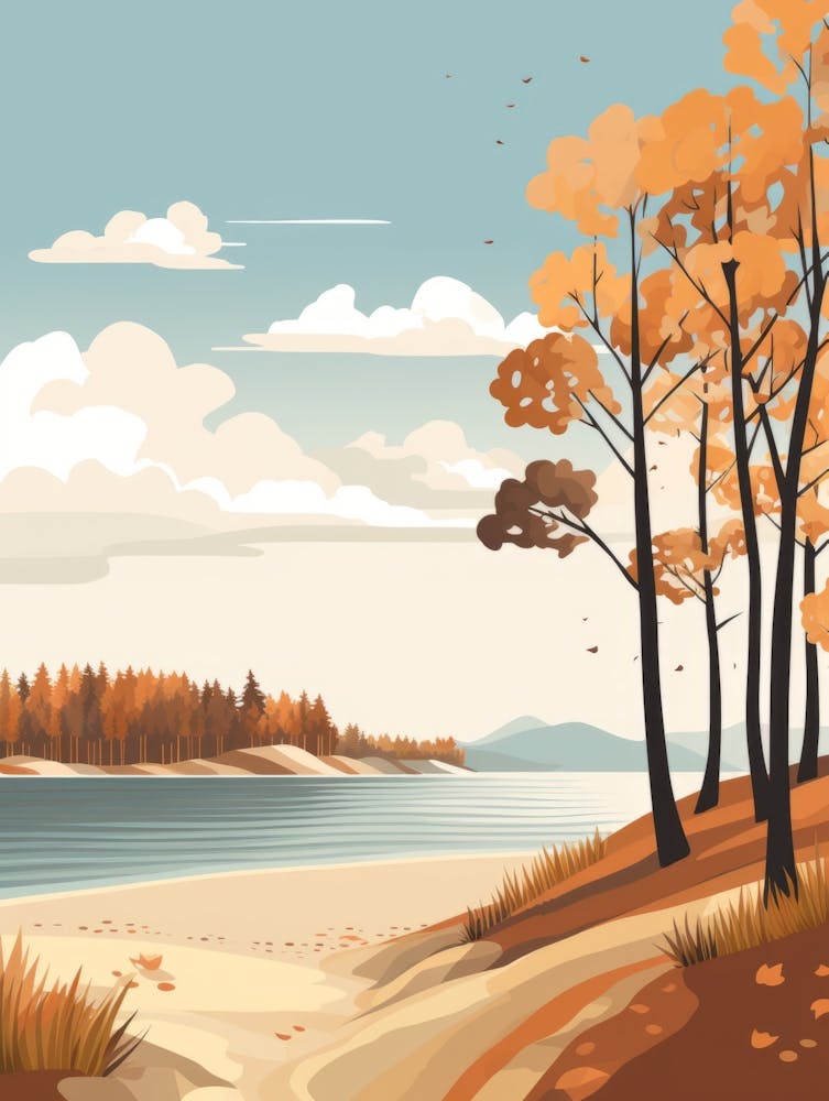 Autumn , Fall, Landscape, Inspired By National Park in the USA, Lake, Great Lakes, Boho, Beach, Minimalist Canvas Print, Travel Poster, Autumn Decor, Fall Decor 16