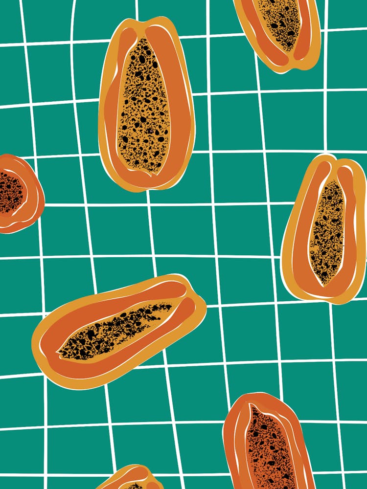 Seamless Pattern Of Papaya