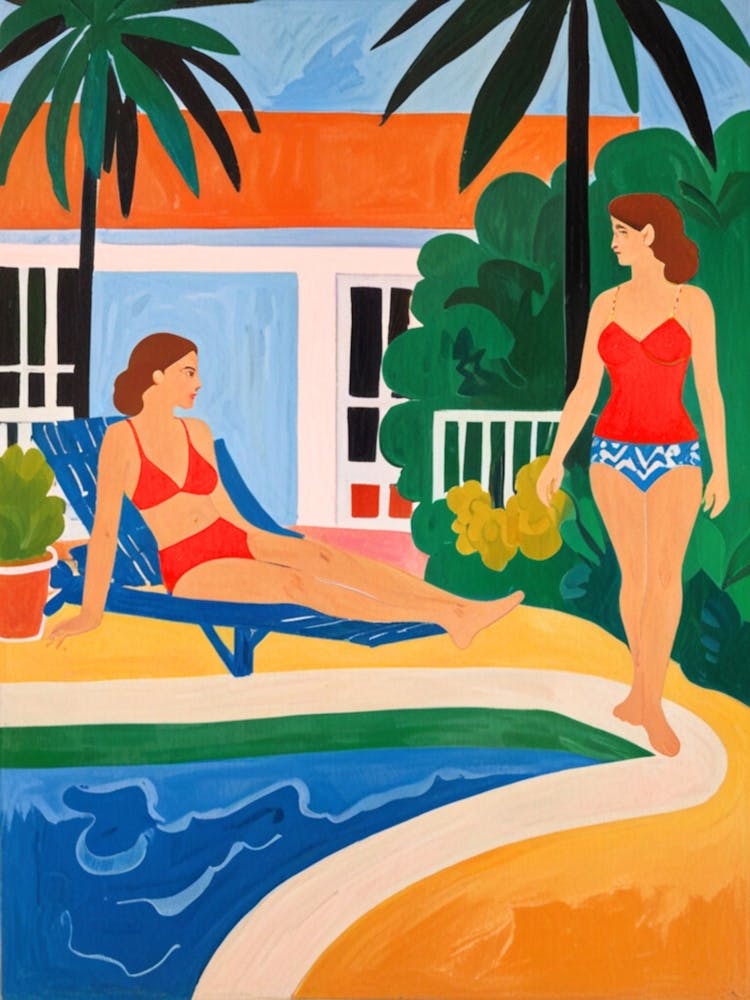 Two Women By The Pool