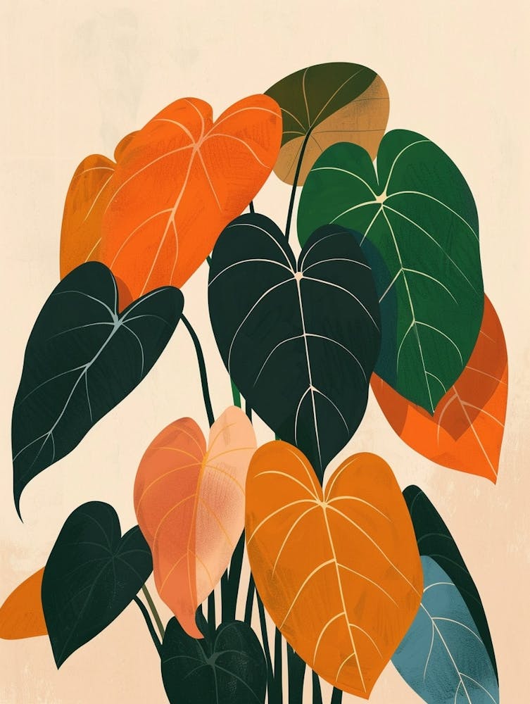 Philodendron Plant Minimalist Illustration 2